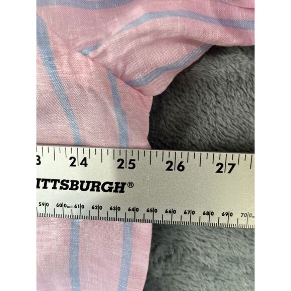 Men's Brooks Brothers XL pink and blue striped linen long sleeve button up  Exc - Picture 7 of 9